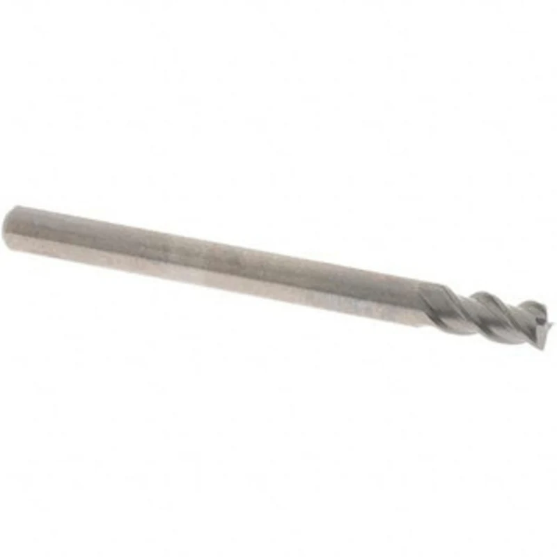 OSG 1/8, 1/4 LOC, 1/8 Shank Diam, 1-1/2 OAL, 3 Flute, Solid Carbide Square End Mill Single End, Uncoated, Spiral Flut...